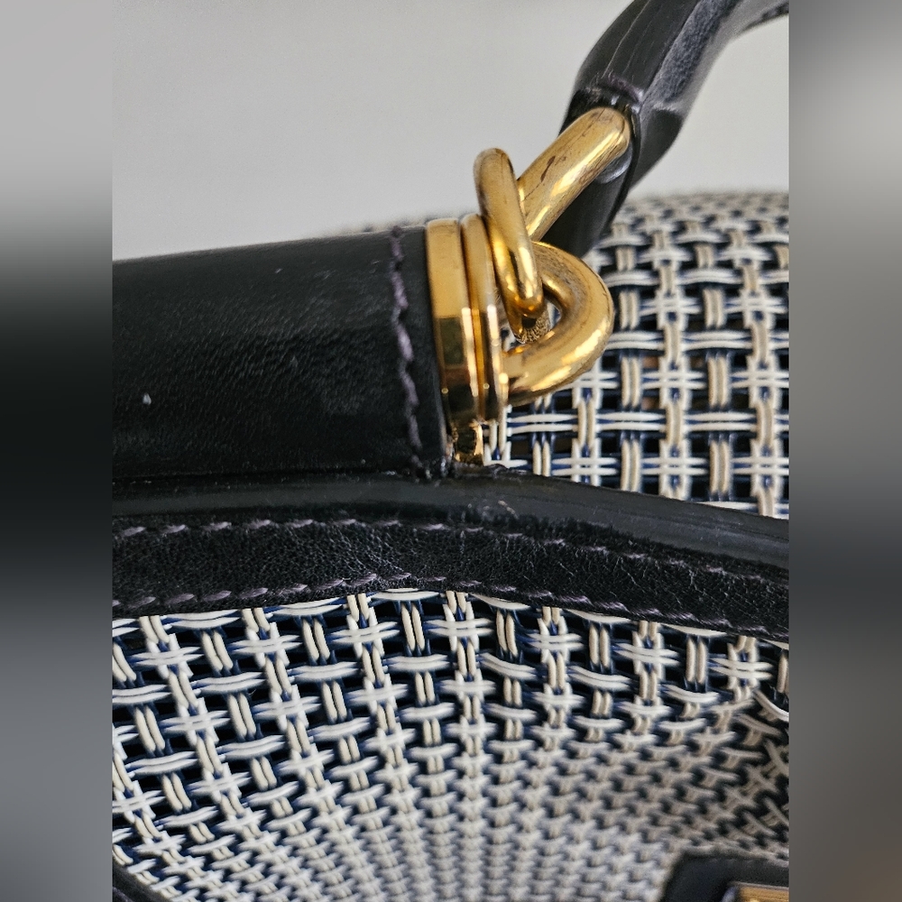 Dolce & Gabbana Black & White Large Sicily Woven Top Handle Bag - Picture 14 of 15